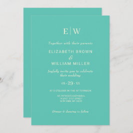 Convites Awe Aquático Simples Elegante com Casamento Monogr