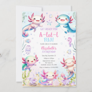 Convites Axolotl A-Lot-l Fun Birthday Invitation