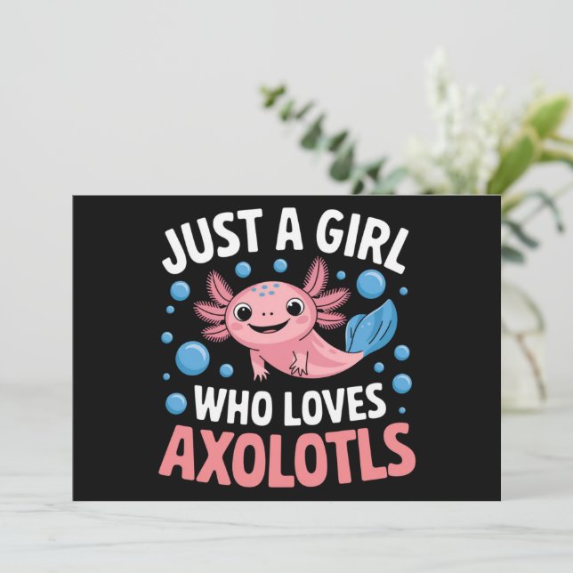 Convites Axolotl Kawaii Apenas Uma Menina Que Ama Axolotls (Em pé/Frente)