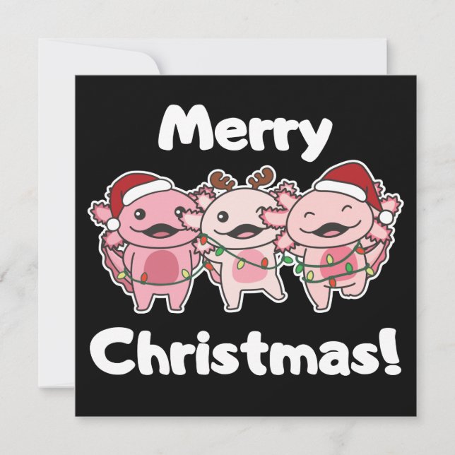 Convites Axolotl Natal Fofo Axolotls Feliz Natal Em (Frente)