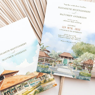 Convites AYANA Resort   Bali Wedding Watercolor Scenery