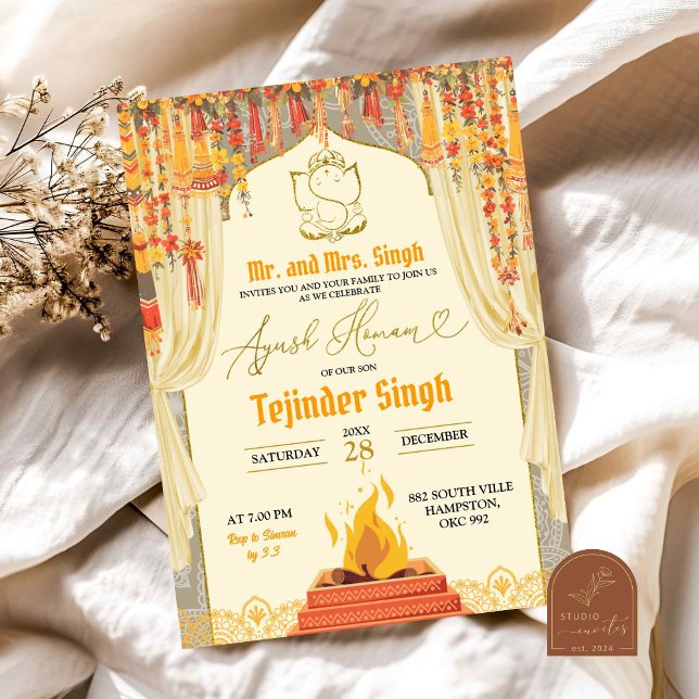 Convites Ayush Homam Indian Baby Cradle Ceremony (Criador carregado)