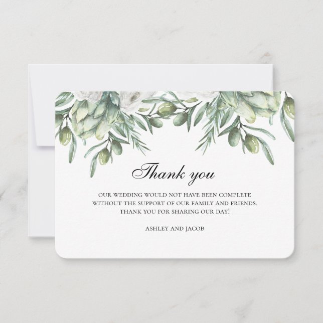 Convites Azeite obrigado. Nota de casamento italiano de ver (Frente)