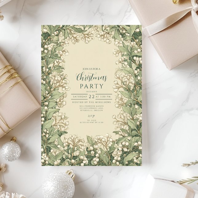 Convites Azevinho Branco Elegante de Natal (Criador carregado)