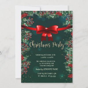 Convites Azevinhos Vermelhos Laço Verde Companhia Natal