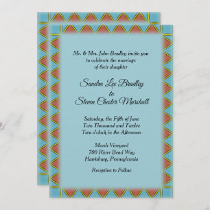 Convites Aztec Blue Wedation Invitation 5" x 7"