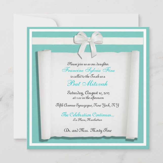 Convites azuis de Mitzvah do bastão do ovo do (Frente)