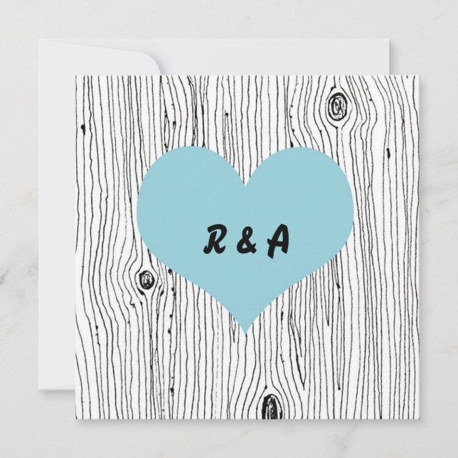 Convites azuis do casamento da árvore de madeira (Frente)