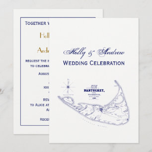 Convites Azuis marinhos do mapa do vintage das MÃES da ilh