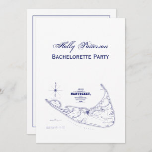 Convites Azuis marinhos do mapa do vintage das MÃES da ilha