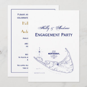 Convites Azuis marinhos do mapa do vintage das MÃES da ilha