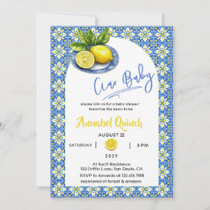 Convites Azul Amarelo Amalfi Ciao Bebê Limão Chás de Bebê