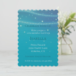 Convites Azul Aqua Mermaid Sparkle Birthday