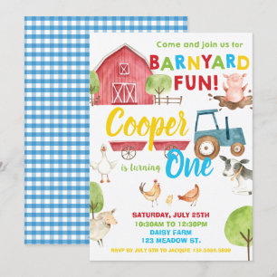 Convites Azul Azul, primeiro aniversario De Festa De Barnya