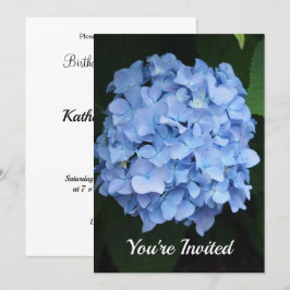 Convites Azul bonito Hydrangea Foto Floral Aniversário
