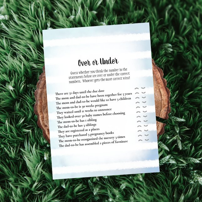 Convites Azul Branco Sobre O Jogo Do Chá de fraldas (Criador carregado)