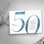 Convites Azul-brilhante moderno e minimalista, 50 anos<br><div class="desc">O moderno minimalista 50º convite de aniversário apresenta o na moda faux blue glitter number 50 e os detalhes do seu partido em serif clássico, simples e elegante convite de aniversário de marco para adultos surpresa de excelente. a cor de fundo pode ser alterada para qualquer cor da sua escolha....</div>