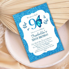 Convites Azul brilho vibrante fofo vibrante 9º aniversário