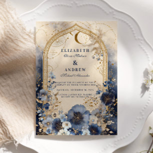 Convites Azul Celestial e Casamento Dourado