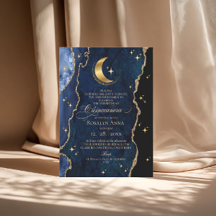 Convites Azul Celestial Quinceanera Estrelas da Meia-Noite