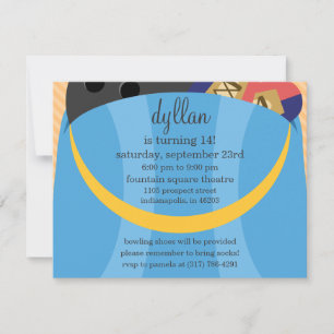 Convites Azul-Céu Na Festa de aniversário Da Boliche