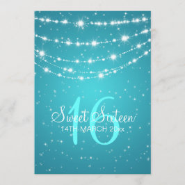 Convites Azul Chain Sparkling do partido do doce dezesseis