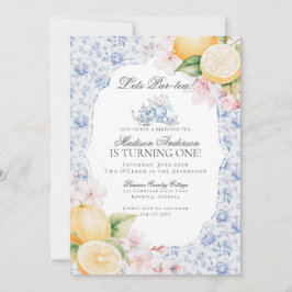 Convites Azul Chinoiserie Tea Party Aniversário Toile