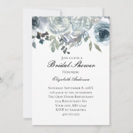 Convites Azul Cinza Verde Elegante Floral Bridal