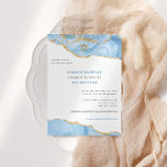 Convites Azul-claro e agitação Dourada, Bat Mitzvah<br><div class="desc">Este design moderno apresenta uma bela fronteira agata e seu texto personalizado. Use o formulário modelo para adicionar seu texto. Os menus avançados de edição,  acessados escolhendo "personalizar ainda mais",  permitirão que você altere as fontes,  as cores e o layout.</div>