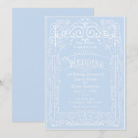 Azul Claro e Branco Casamento Vintage Vitoriano De