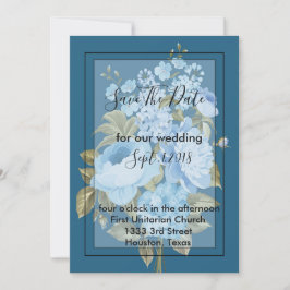 Convites Azul clássico Chic floral salvar a data