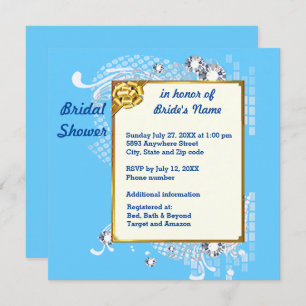 Convites Azul com Chá de panela de Ouros de Quadro