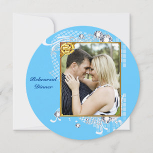 Convites Azul com Janto de ensaio de Casal de Frame