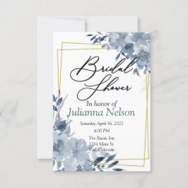 Convites Azul, cor d'água, floral e quadro dourado