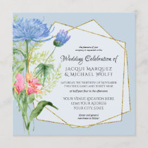 Azul-Cor-de-Água, Cor-de-rosa, Floral Elegante em