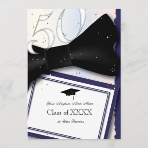 Convites Azul customizável e branco reunião de classe de 