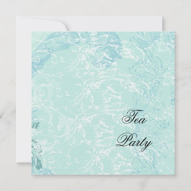 Convites Azul, Damask e Swirls (Frente)