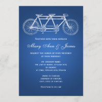 Azul de bicicleta Tandem de casamento simples 5x7