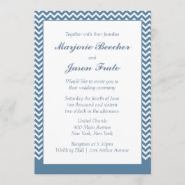 Convites Azul de Casamento Simples de Chevron Moderno