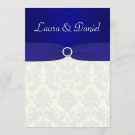 Convites Azul de Fita, Casamento tema damasco de Marfim, im