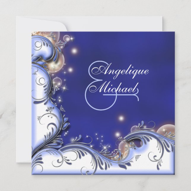 Convites Azul de marfim da costa tropical do casamento de p (Frente)