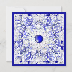 Convites Azul de rendas cerâmicas de Grécia e floco de neve