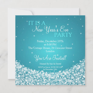 Convites Azul de Sparkle da Noite da Véspera de ano novo