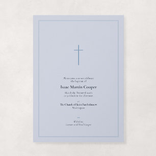 Convites Azul Desbotado Cruz Mínima Religiosa Batismo