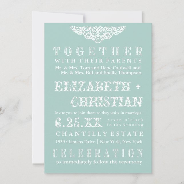 Convites Azul do Convite-gelo do casamento de Bill do (Frente)