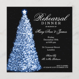 Convites Azul do jantar de ensaio do casamento do Natal