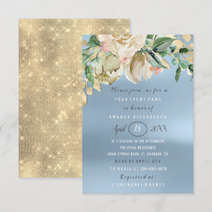Convites Azul Dourado da faísca da refeição matinal da f