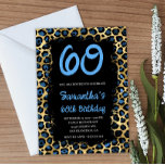 Convites Azul-Dourado-leopardo pintado a preto 60º aniversá<br><div class="desc">Folha azul clássica e folha de ouro, folha de folhas de folhas de folhas de folhas de folhas de 60 anos celebrações de 5 dias por semana convites com pincel preto esfregado com cobertura retangular de derrame. Um design de safari de vida selvagem de vidro feminino. Você pode mudar a...</div>