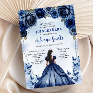 Convites Azul Dourado Prata Meus Quinze Aniversário de Quin