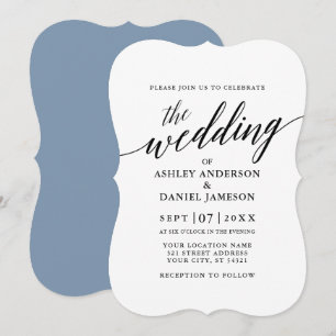 Convites Azul Dusty, Casamento Elegante Moderno